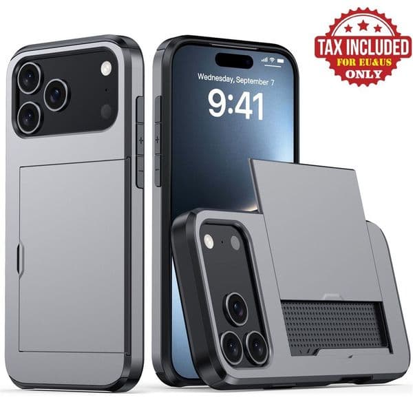 iPhone 17 Pro Max Case with Card Holder Heavy Duty Protective Dual Layer Hidden Card Slot Slim Wallet Case for iPhone 16 Plus 15 14 13 Mini Pro 12 11 X Xr Xs SE 7 8
