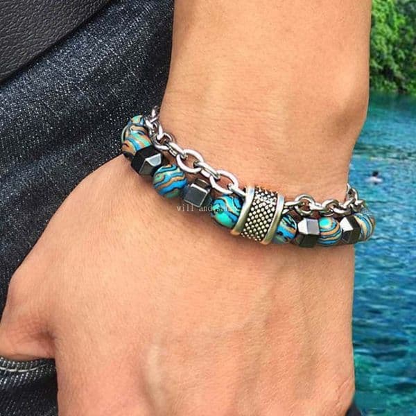 Malachite Stone Bead Designer Bracelet Chain Chunky Multilayer Stacking Bracelets Wristband Cuff for Women Men Gift Fine Jewelry