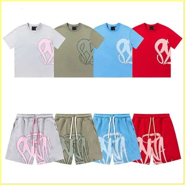 Synaworld Shirts Tracksuit Letter Graffiti Pattern Shorts Sport Two-Piece Set Graphc Tee Sweatshirts Y2k Shirts Summer Clothe Breathable b7