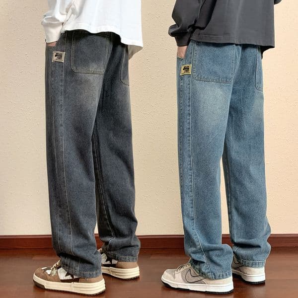 Men's Jeans Spring Summer New Designer Pants Straight Loose Big Boy Casual Long Pants Summer Junior High School Students Teenage Trousers
