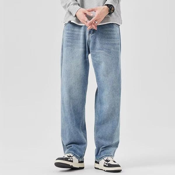 Light-colored Men's Jeans Spring/summer Collection Straight Loose Fit Men's Pants Versatile Wide-leg Casual Designer Pants Pants Trendy