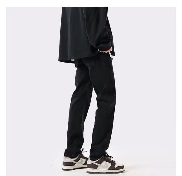 Pure Black Straight-leg Jeans For Designer Pants Men Slim Fit Skinny Street American Style Vibe Pants Ins High Street Trend Casual Long Pants