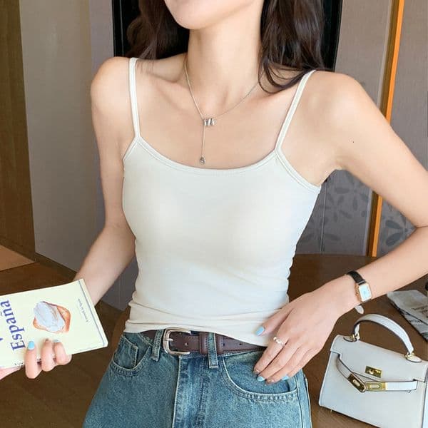 2026 Pure Cotton Camisole Designer Designer Hoodie Shirt For Women Inner Wear Beautiful Back Polo Shirt Design Integrated Bra With Chest Pads Can Be Worn As An Outer