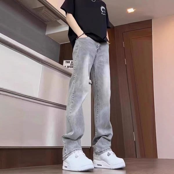 American-style Cleanfit Gray Jeans For Men Suitable For Spring Designer Pants Autumn And Summer High Street Pants Versatile Straight-leg Slim-fit Trousers