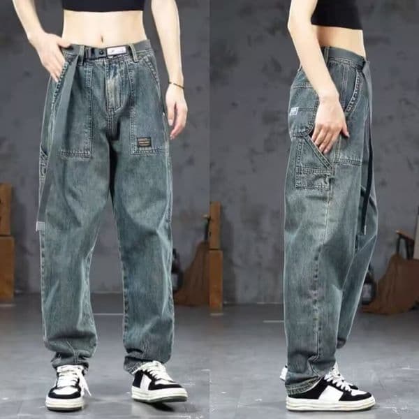 Xintang American Retro Washed Designer Pants Workwear Jeans For Women New Loose Straight-leg Pants Trendy Casual Long Pants