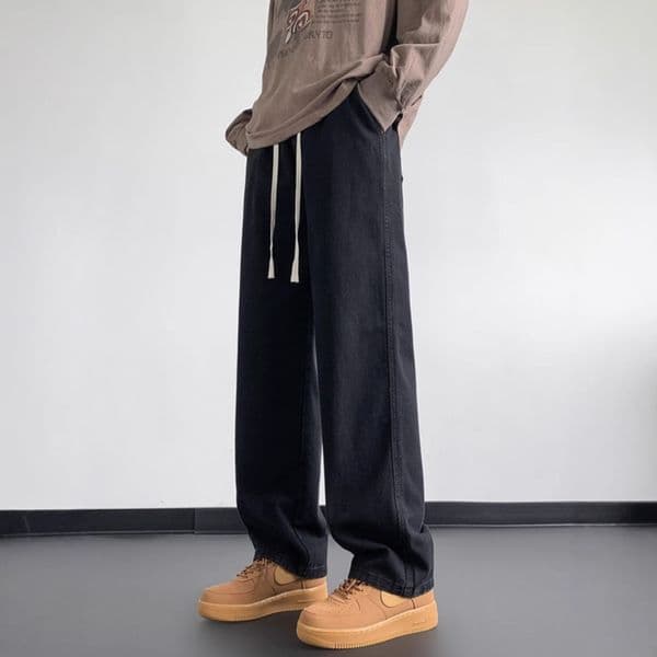 American Retro Washed Denim Jeans For Men Designer Pants Autumn And Winter High Street Style Cool And Loose Straight-leg Pants Trendy Wide-leg Casual Pants