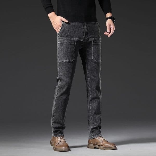 Trendy Six-pocket New Men's Jeans For Spring Designer Pants And Autumn Multi-pocket Straight-leg Stretchy Loose Men's Pants
