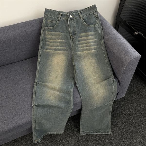Petite American-style High Street Hot Girl Jeans Autumn Vintage Loose Slimming High-waisted Designer Pants Straight Wide-leg Floor-length Pants