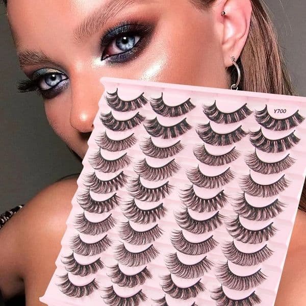Thick Fluffy False Eyelashes Wispy Natural Looking Soft Delicate Handmade Reusable Multi-layer 3D Faux Mink Lashes Full Strip Curled Crisscross Eyelash Extensions