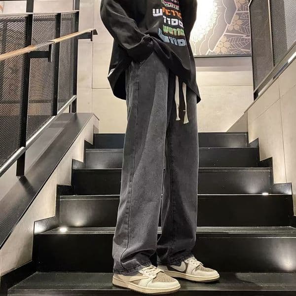 Vintage Men's Jeans Autumn Straight Loose Fit Trendy Wide-leg American High Designer Pants Street Fashion Casual Long Pants For Men