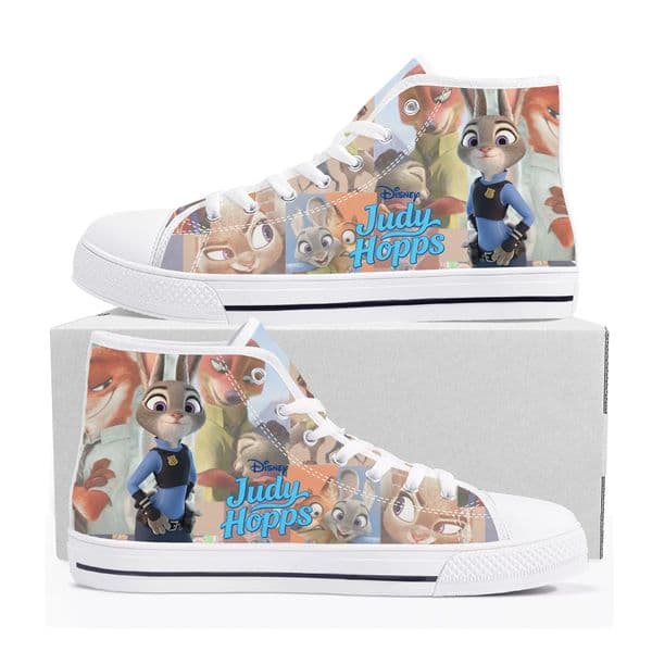 Judy Hopps Rabbit High Top Shoes Man Woman Boy Girl Disney Cartoon Zootopia 2 Movie Sneakers Couples Children Sneaskers Your Photo Custom Shoe