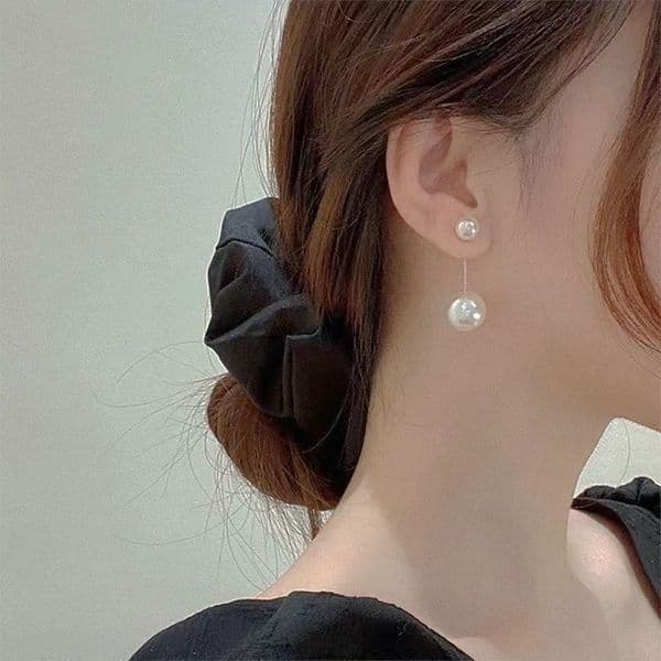 Designer minimalist pearl, novel design, high-end tassel long earrings, face-flattering jewelry