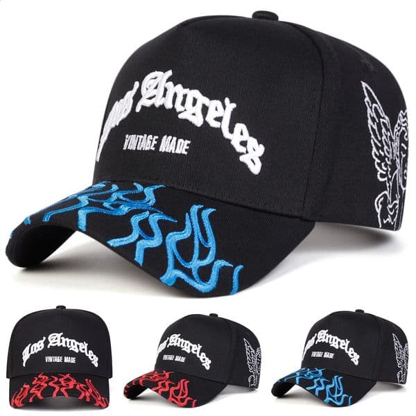 Unisex LOS ANGELES Flames Embroidery Baseball Caps Spring Autumn Outdoor Adjustable Casual Hats Sunscreen Hat Sports Cap 260304