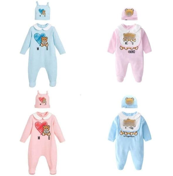 Baby Designer Clothes 3 PCS Set Hat Bib Jumpsuit Kids Designer Rompers Girls Boys Brand Letter Newborn Baby Clothes Toddler 0012