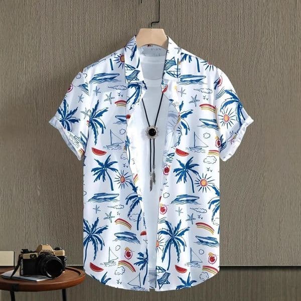 TIK cross-border Hawaiian thin loose 3D digital print men's short-sleeve shirt manufacturer wholesale