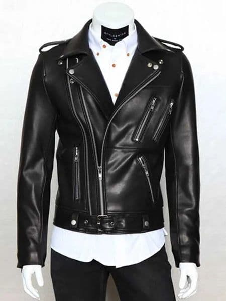 Mauroicardi Spring Autumn Cool Black Soft Faux Leather Jacket Men with Many Zippers Long Sleeve Belt Plus Size OuterwearX240913
