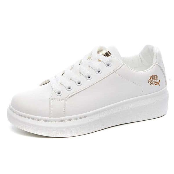 2024 Spring and Summer New Women's Leather Ventilated Sports Style Casual Board Small White Shoes INS Low Top