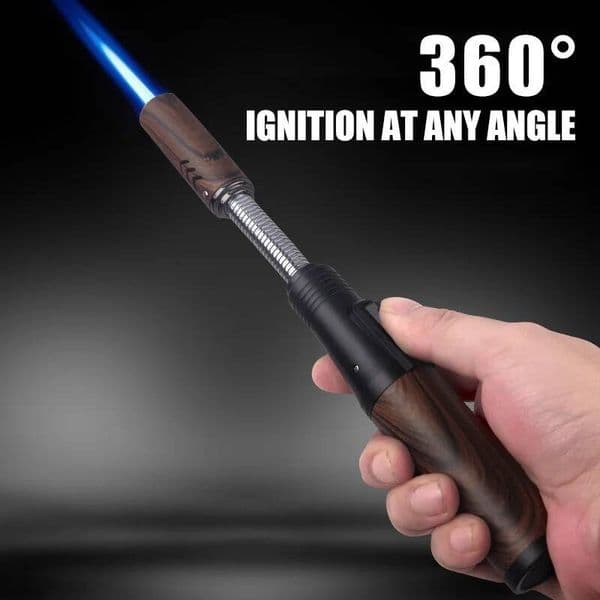 HONEST Strong Blue Lighters Seamless Steel Hose 360°Free Rotation Flame Adjustment Push Up Ignition
