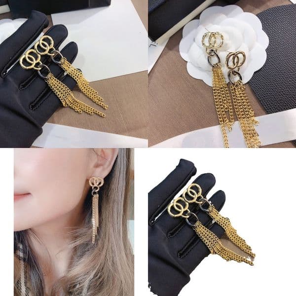 Letter Stud Earrings Ear Simple Gold-color Geometry Stainless steel Tassels Earring Fashion Womens Elegance Luxury Wedding Party Designer Jewelry Accessories
