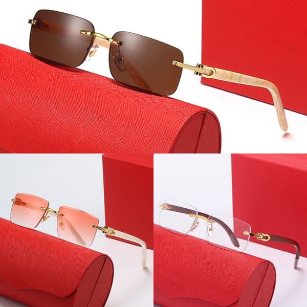 designer sunglasses Rimless Panther mens Vintage Frameless Beach Goggles Sun Glasses Fashion Sunglasses With Box lunettes soleil de luxe