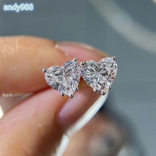 Fine Jewelry Men Women 18K White Gold Lab Grown 05ct Carat Heart Cut for Stud Earrings for Wedding Engagement Gift
