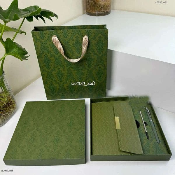 Designer Classic Letter Printing Green Notebook Set - Teacher's Day and Valentine's Day Pen Case Set