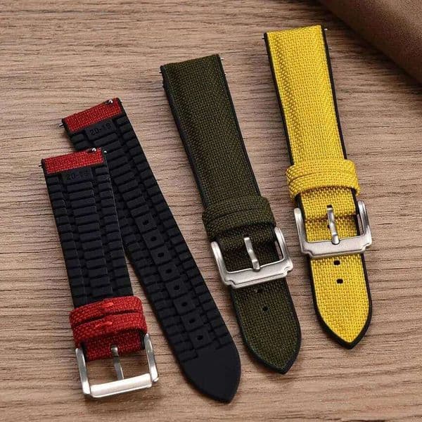 For Cordura Sailcloth Strap 18mm 19mm 20mm 21mm 22mm Silicone Watch Band Quick Release Sport Rubber Wristband Men H260305