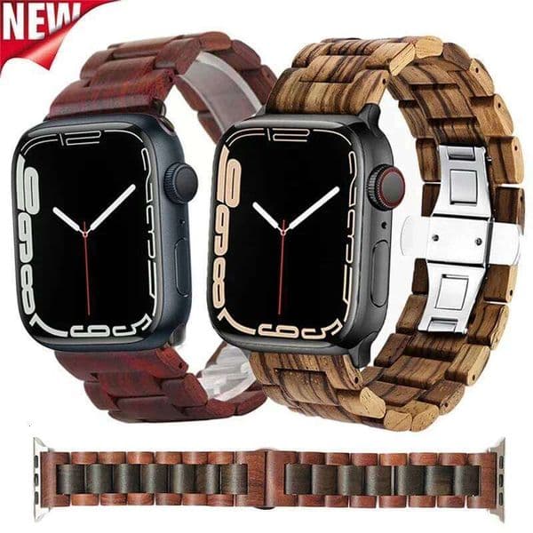 Wooden Watchband Watch 10 9 8 7 6 5 SE For iWatch 38mm 40mm 44mm 42mm 41mm 46 45mm Retro Bamboo Handmade Wood Bracelet H260305