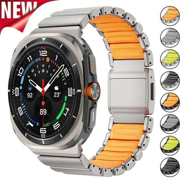 Titanium Watch Band for Samsung Galaxy 8 40/44/8 classic 46mm Wristband Hybrid Silicone Lining Metal Strap for Galaxy Watch Ultra 47mm Bracelet