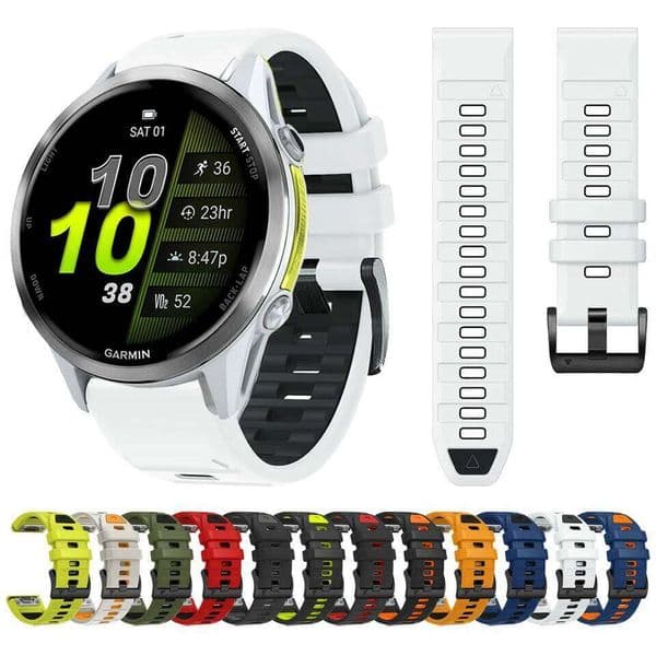 QuickFit 22mm Replacement Watch Band For Garmin Forerunner 970 965 955 945 935 745 MARQ Two-Tone Sport Silicone Strap Bracelet H260305