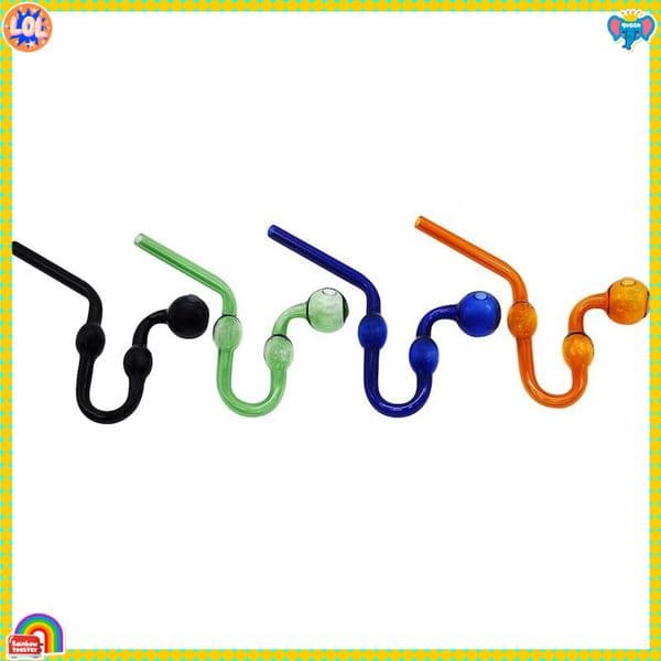 Thick heady U Style glass Oil Burner Smoking Pipe Colorful Snake Shape Glass hand Pipes 30mm OD Bowl Smooth Airflow