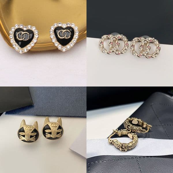 Silver 925 Copper Earring Crystal Letter Stud Luxury Correct Designer Earings Elegant Women's Premium Jewelry Earrings Gift Couple Acces
