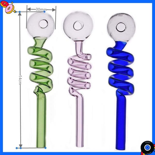 Wholesale 5.5inch Colorful Creative Spiral shape Glass Oil Burner Pipe Colorful Thick heady Protable Glass Smoking straw hand Pipes