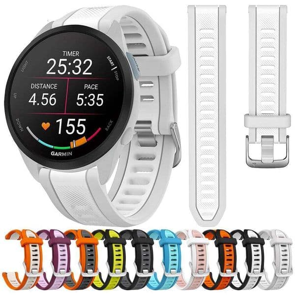 Quick Release 20mm Two-Tone Sports Silicone Strap For Garmin Forerunner 165 Music 245 55/active 5/Venu 2 Plus Sq Watch Band H260305