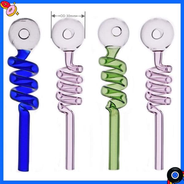 Wholesale 14cm Length Colorful Creative Spiral shape Glass Oil Burner Pipe Colorful Thick heady Protable straight cheap Glass Smoking straw hand Pipes