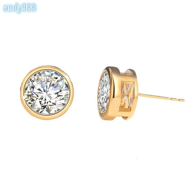 LusterGem High Quality Gold Jewelry 2ct 1ct 05ct D Color VVS1 Moissanite Diamond AU750 Gold 18k Gold Earrings
