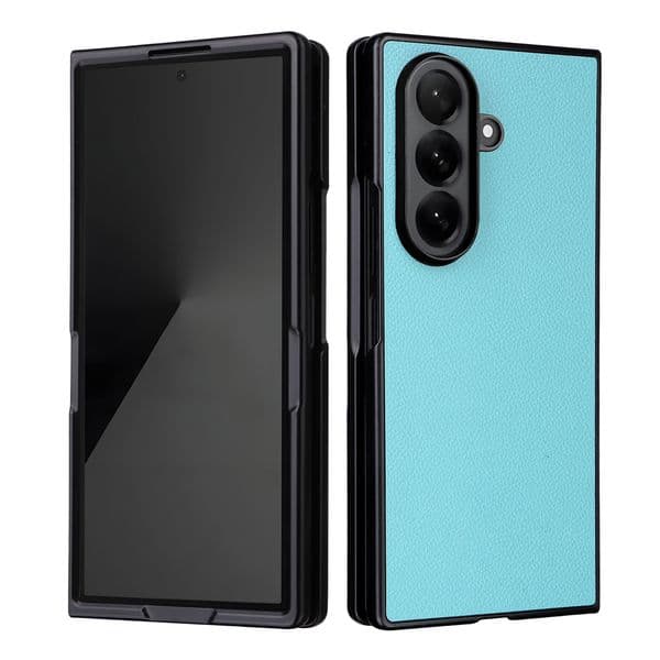 Cases For Samsung Galaxy Z Fold 7 6 5 Funda Lychee Litchi Sticker PU Leather Back Phone Case Cover