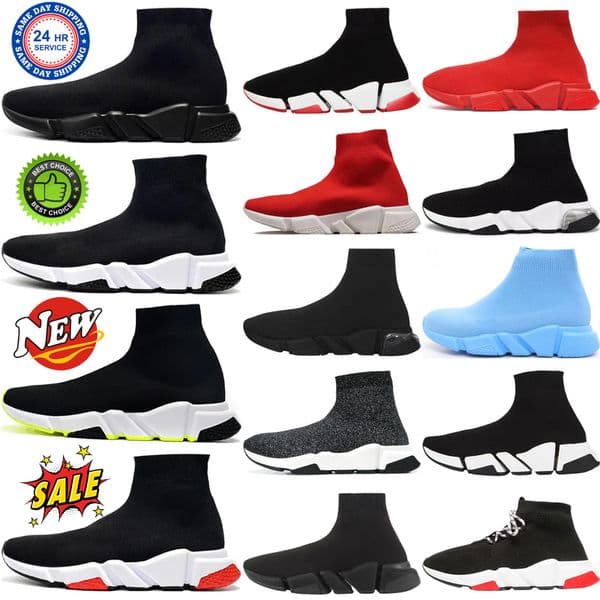 Designer Casual Sock Paris Men Women Platform Hommes Mesh ComfortSole Breathable Trainer Black Glitter Knitted Triple Sneaker Walking Running Shoes
