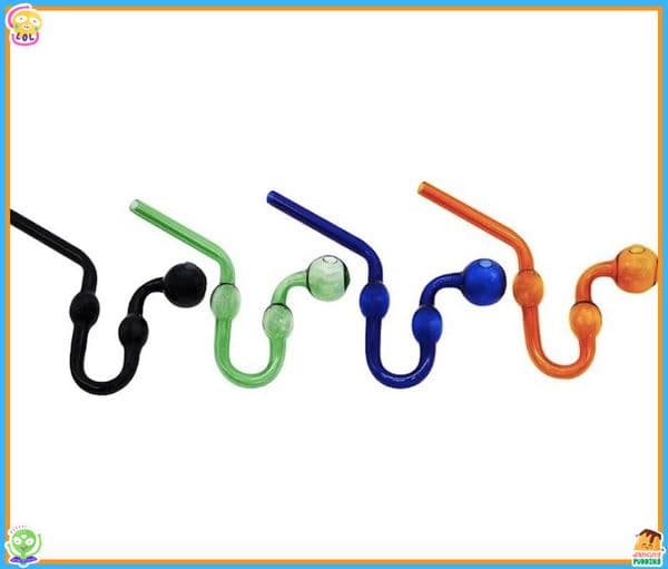 Wholesale Thick heady U Style glass Oil Burner Smoking Pipe Colorful Snake Shape Glass hand Pipes 30mm OD Bowl Smooth Airflow