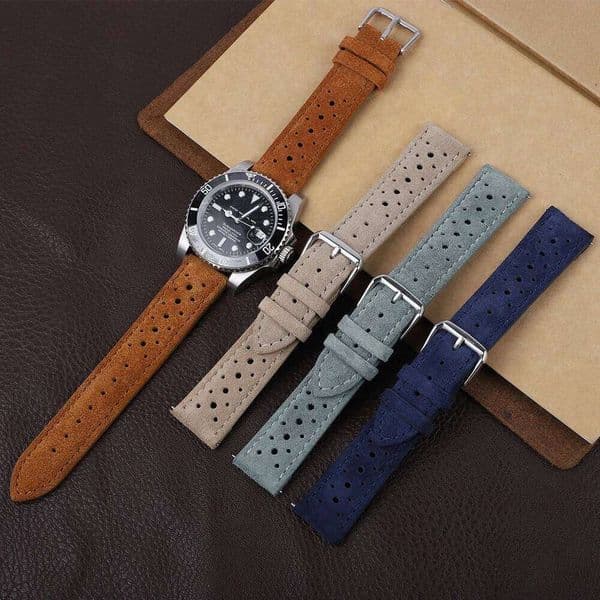 Vintage Suede Leather Strap for 18mm 19mm 20mm 21mm 22mm 24mm Watch Band Porous Breathable Quick Release Wristband Bracelet H260305
