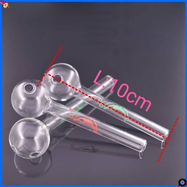 Wholesale 4inch Beautiful Thick clear Glass Oil Burner pipe smoking Tube Oil Burning pipes with colorful dolphin logo