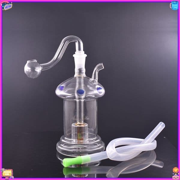 Mini Cute Novelty Glass Bongs Water Pipe Mushroom Bloom Shape Glass Pipe With 10mm male smoking oil Bowl Accessories