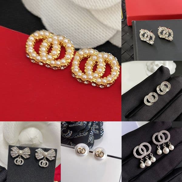 Ear High Heart Stud Deigner Crytal Quality Pearl Real Gold Bra Copper Stamp Letter Earring Fahion Women Elegance Wedding Party Jewelry