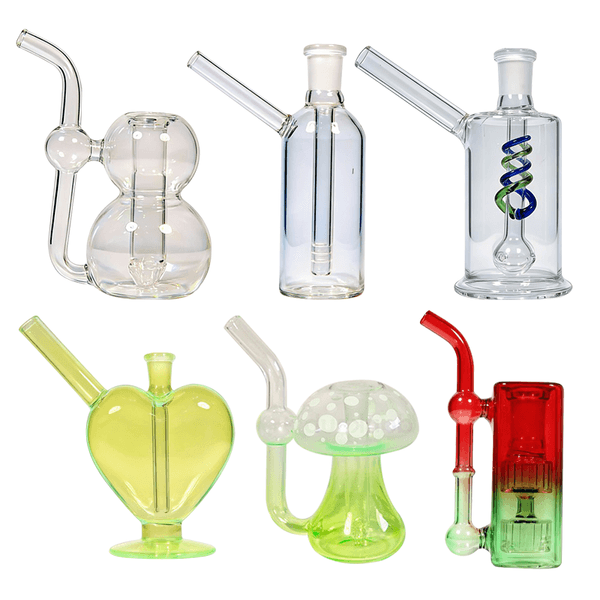 Premium 5 inches Mini Glass Bubbler Pipe Water Pipes Water Bong Borosilicate Glass Portable Filer Pipes Smoking Bongs Compatible With Oil Burners Quartz Bangers