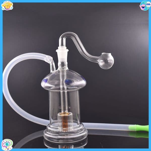 Mini Novelty Glass Bongs Water Pipe Mushroom Bloom Shape Glass Pipe With 10mm male smoking oil Bowl Accessories