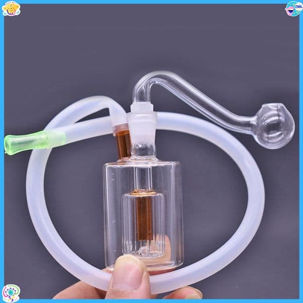 Wholesale cheap Colorful Square shape Glass Bongs Water Pipe Glass Pipe With 10mm male smoking oil Bowl Accessories and silicone hose