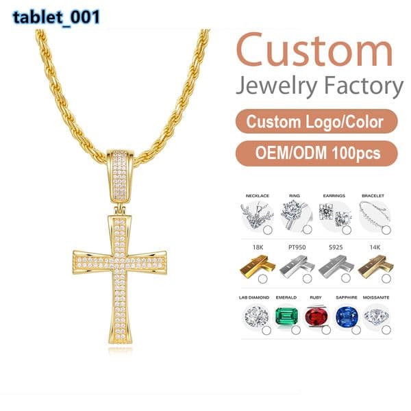 Hip Hop Style Cross Pendant with VVS Moissanite Silver 925 Iced Out Design LGL Certified Unisex Chain