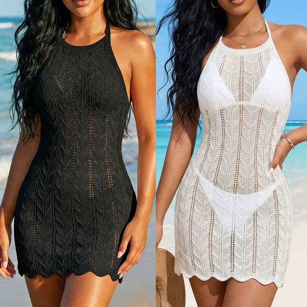 Designer Cross-border European and American women's clothing, sexy backless strap bikini cover-up, beach dress, vacation dress 1115