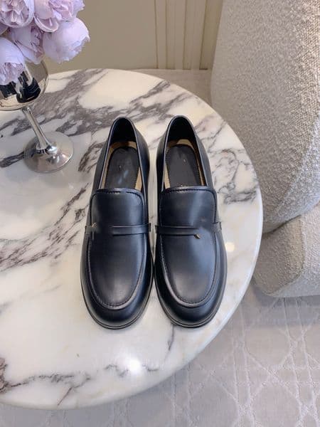 Vintage Top Quality Black Working Leather Shoes For Women With Full Package