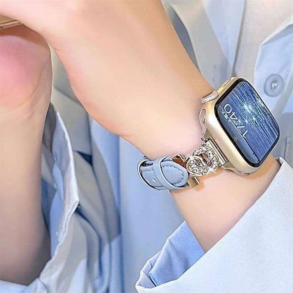 New Love Super Fiber Leather Compatible with iWatch 38mm 40mm 41mm 42mm 44mm 45mm 49mm Women's, Fashionable Handmade Strap H260305